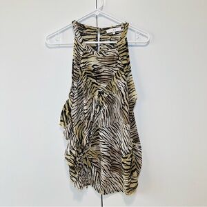 IRO Animal Tiger Zebra Print Ruched Silk Tank Top - 2